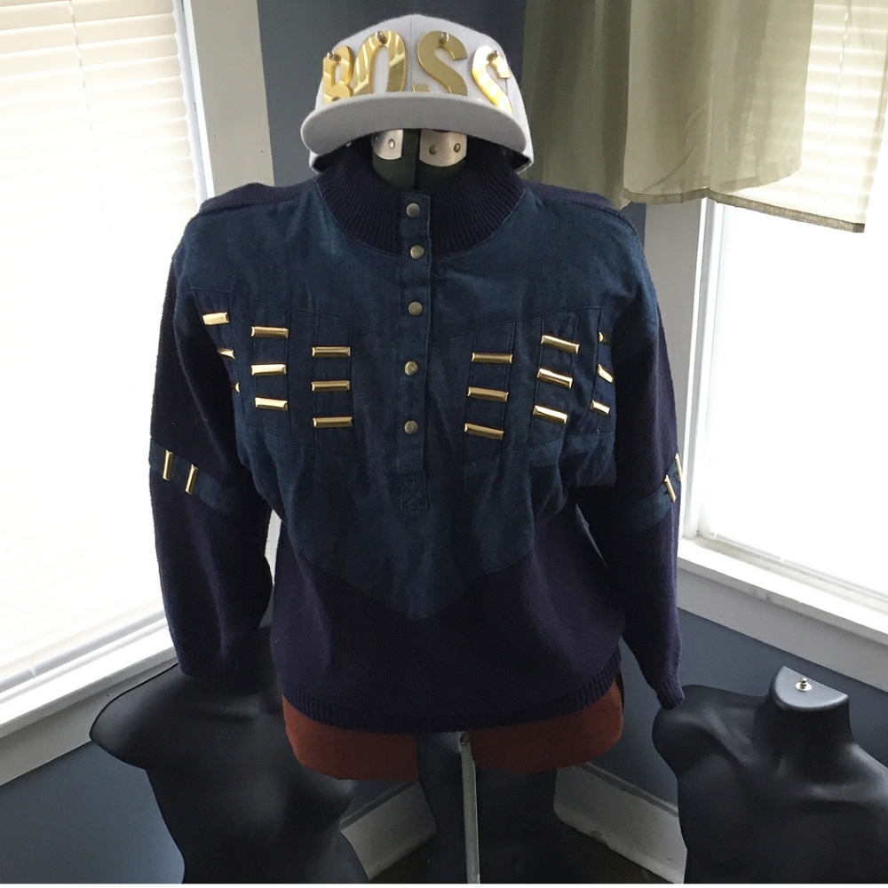 Vintage Pullover w jean detail